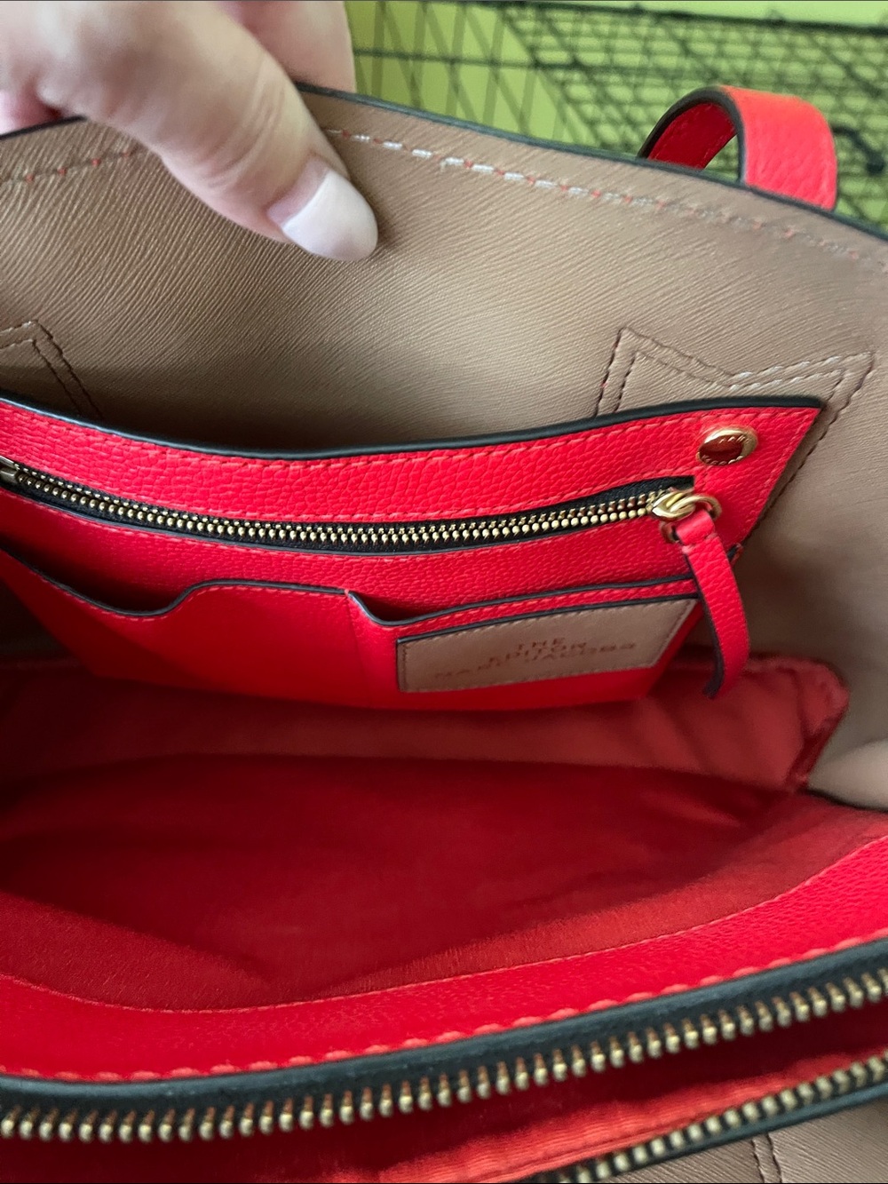 Marc Jacobs Bright Red Leather Satchel with Gold Accents - Picture 3 of 15